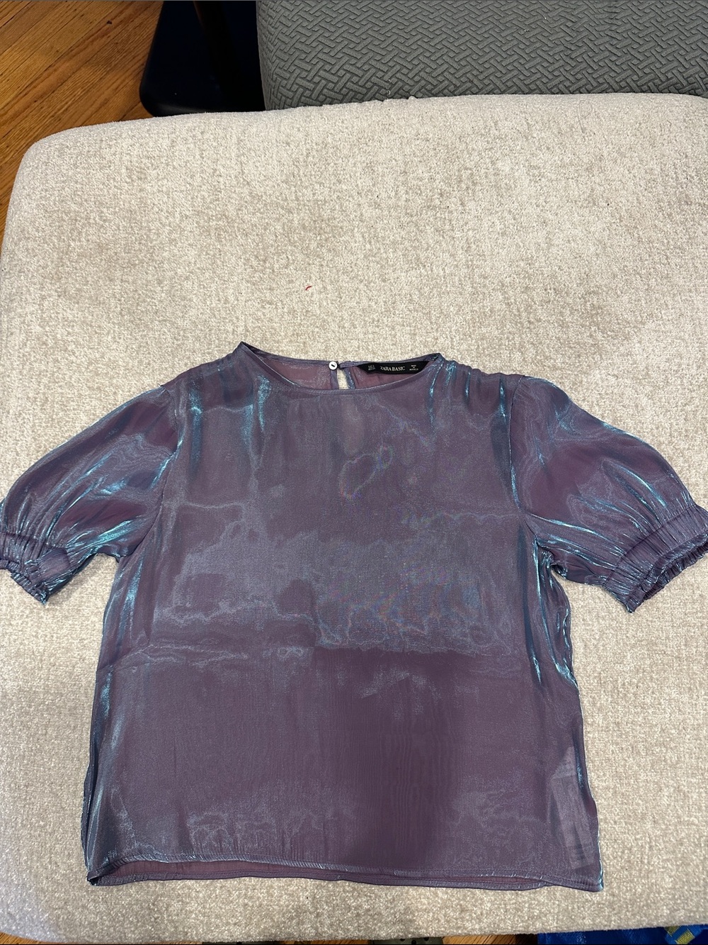 Iridescent Lavender Short Sleeve Blouse